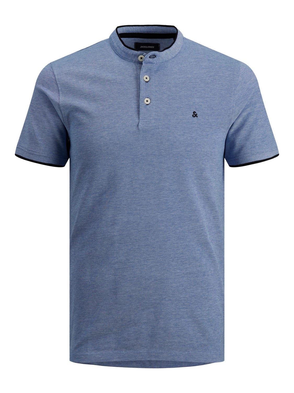 Polo básico de cuello mao azul JJEPAULOS MAO POLO SS NOOS